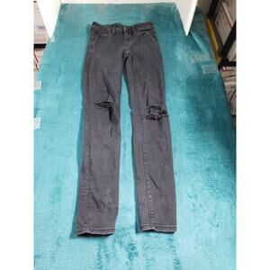 American Eagle Jeans Size 00 Womens Black Pants Distressed Mid Rise Jegging